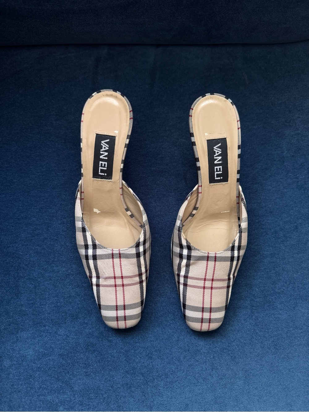 Vaneli plaid heel mule‎ sandals size 7M